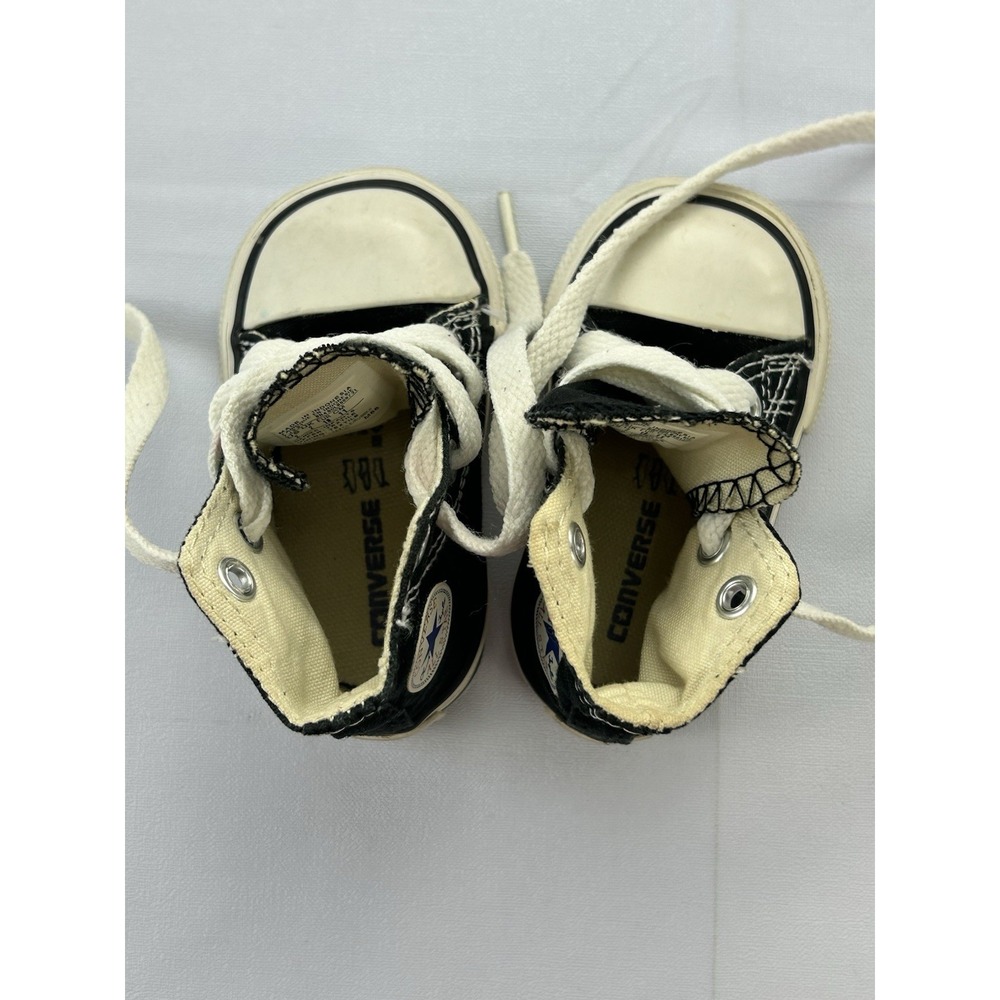 Converse All Star Infant Size 2 Black High Top Chuck Taylor Canvas Sneakers - Picture 6 of 9